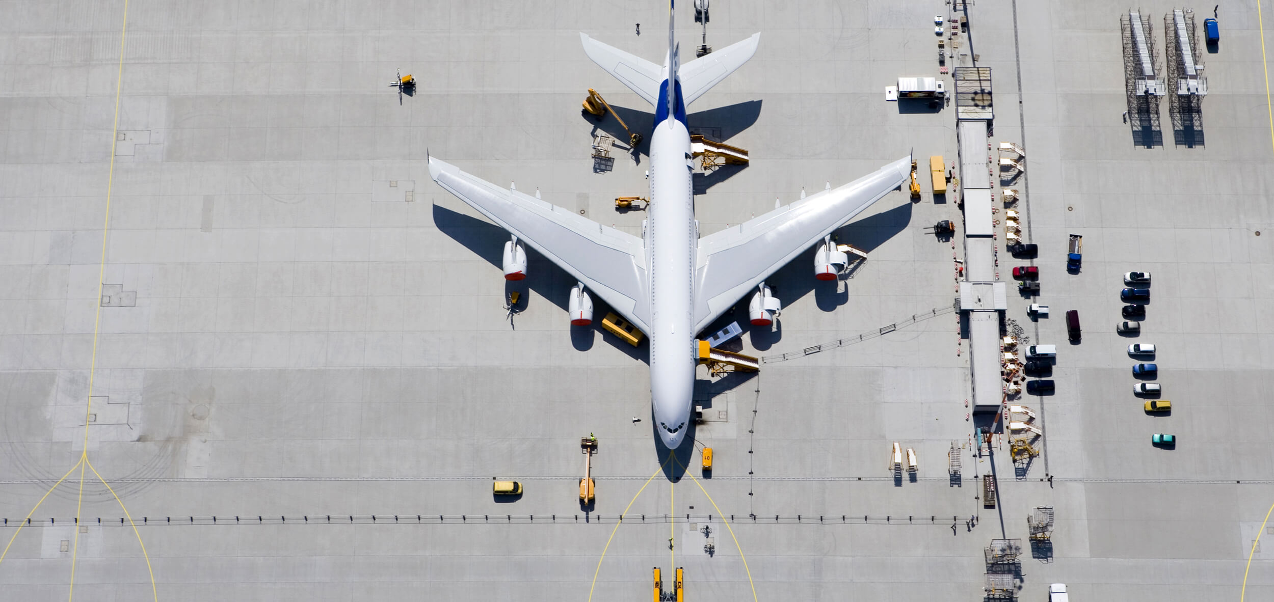 Airplane on airport, seen from above